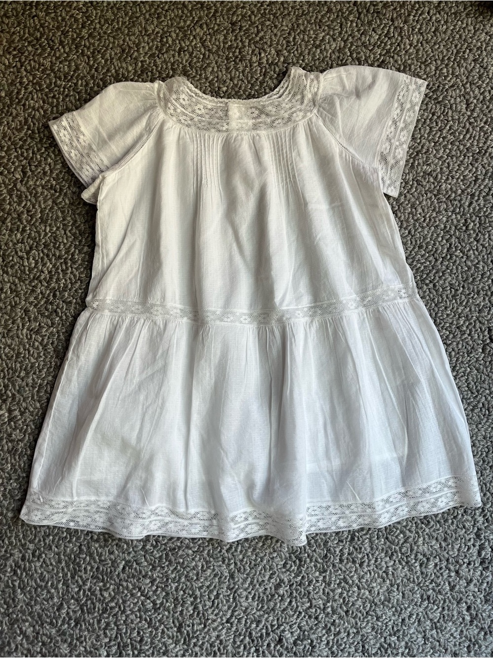 Bonpoint Girls' White Lace-Trim Summer Dress